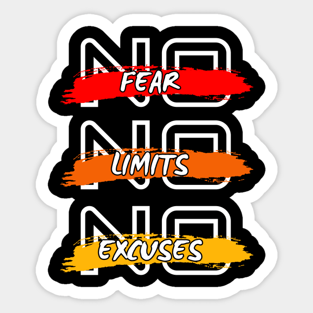 No Fear No Limits No Excuses Gym Fitness Strong Sport Motivational Sticker by Summerch